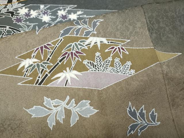 平和屋着物●訪問着　駒刺繍　松皮菱舞葉文　暈し染め　正絹　逸品　CABI9910ut
