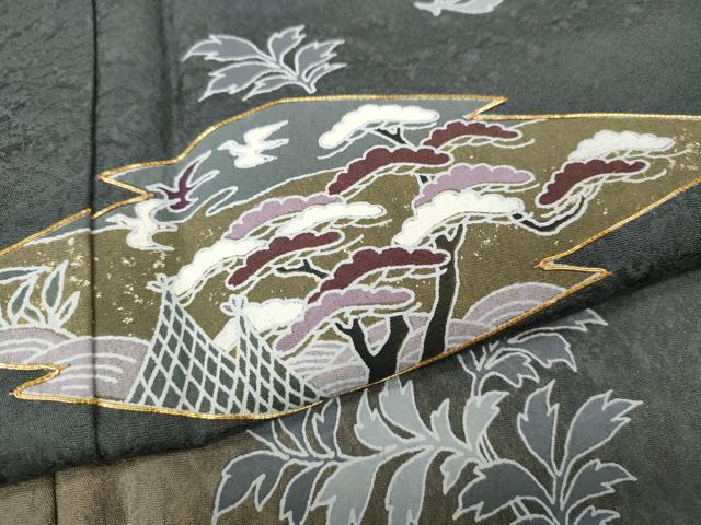 平和屋着物●訪問着　駒刺繍　松皮菱舞葉文　暈し染め　正絹　逸品　CABI9910ut