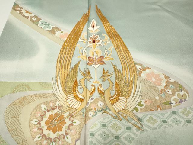 平和屋着物●創業460年・千總　色留訪問着　駒刺繍　鳳凰道長花文　暈し染め　金彩　正絹　逸品　CABI9911ut