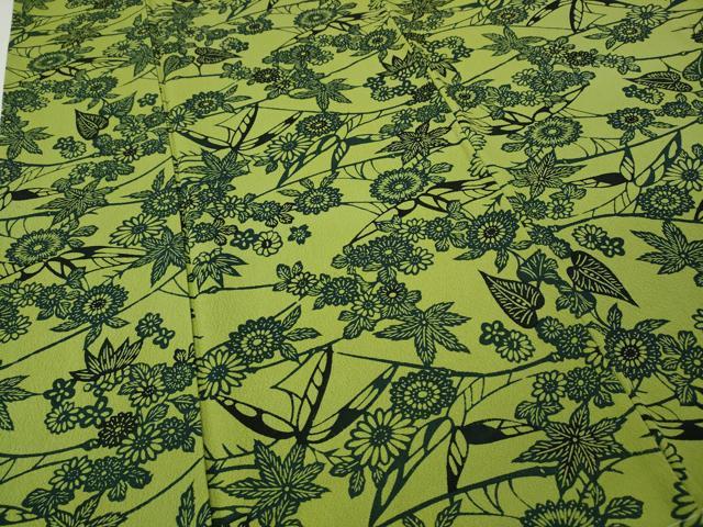 平和屋着物●上質な小紋　藍　型染め　枝花文　正絹　逸品　未使用　CABI9912ut