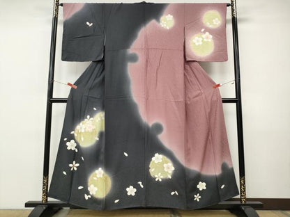 平和屋着物●訪問着　駒刺繍　雪輪舞桜文　暈し染め　金彩　正絹　逸品　CABI9914ut