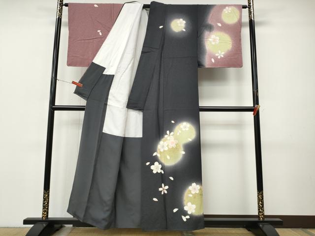 平和屋着物●訪問着　駒刺繍　雪輪舞桜文　暈し染め　金彩　正絹　逸品　CABI9914ut