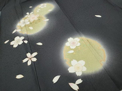 平和屋着物●訪問着　駒刺繍　雪輪舞桜文　暈し染め　金彩　正絹　逸品　CABI9914ut