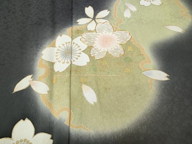 平和屋着物●訪問着　駒刺繍　雪輪舞桜文　暈し染め　金彩　正絹　逸品　CABI9914ut