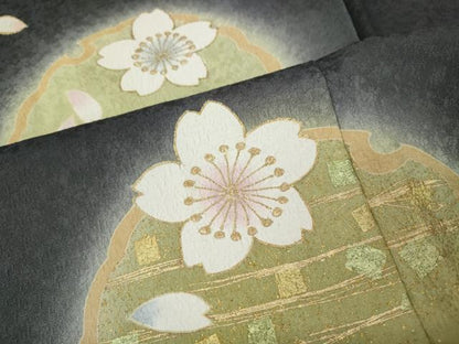 平和屋着物●訪問着　駒刺繍　雪輪舞桜文　暈し染め　金彩　正絹　逸品　CABI9914ut