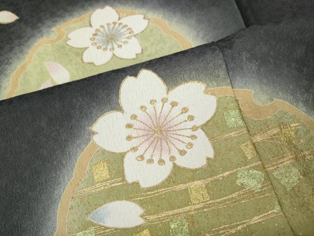 平和屋着物●訪問着　駒刺繍　雪輪舞桜文　暈し染め　金彩　正絹　逸品　CABI9914ut