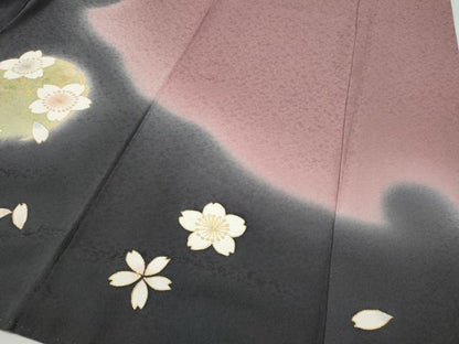 平和屋着物●訪問着　駒刺繍　雪輪舞桜文　暈し染め　金彩　正絹　逸品　CABI9914ut