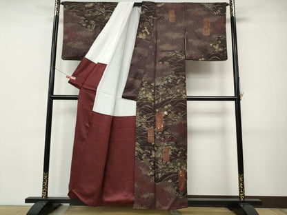 平和屋着物●訪問着　駒刺繍　道長短冊花文　金彩　正絹　逸品　CABI9916ut