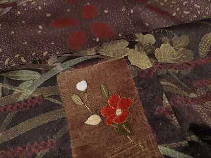 平和屋着物●訪問着　駒刺繍　道長短冊花文　金彩　正絹　逸品　CABI9916ut
