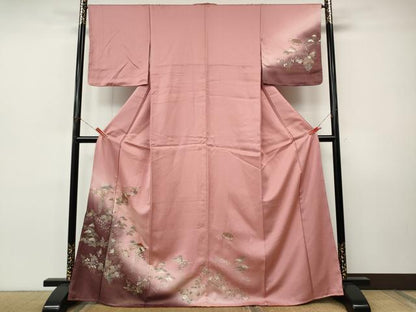 平和屋着物●訪問着　刺繍　貝桶花文　暈し染め　金銀彩　正絹　逸品　未使用　CABI9917ut