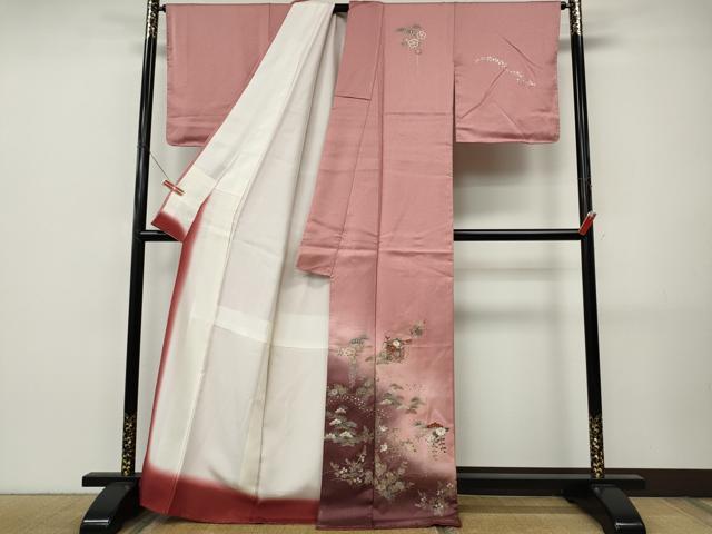 平和屋着物●訪問着　刺繍　貝桶花文　暈し染め　金銀彩　正絹　逸品　未使用　CABI9917ut
