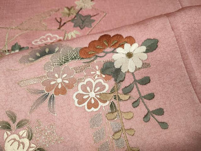 平和屋着物●訪問着　刺繍　貝桶花文　暈し染め　金銀彩　正絹　逸品　未使用　CABI9917ut