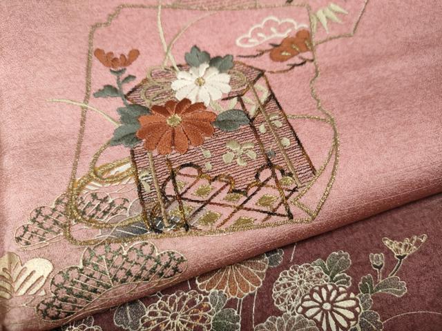 平和屋着物●訪問着　刺繍　貝桶花文　暈し染め　金銀彩　正絹　逸品　未使用　CABI9917ut