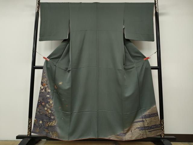 平和屋着物●色留訪問着　刺繍　舞蝶花鳥文　暈し染め　金彩　ますいわ屋扱い　正絹　逸品　CABI9918ut