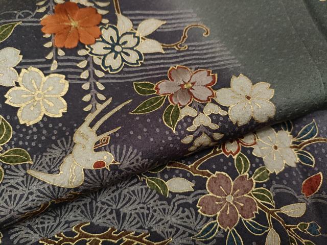 平和屋着物●色留訪問着　刺繍　舞蝶花鳥文　暈し染め　金彩　ますいわ屋扱い　正絹　逸品　CABI9918ut