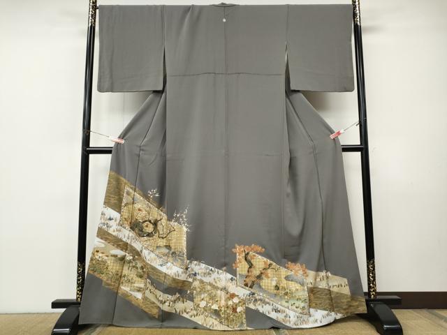 平和屋着物●豪華色留袖　刺繍　屏風草花文　金彩　ますいわ屋扱い　正絹　逸品　CABI9919ut