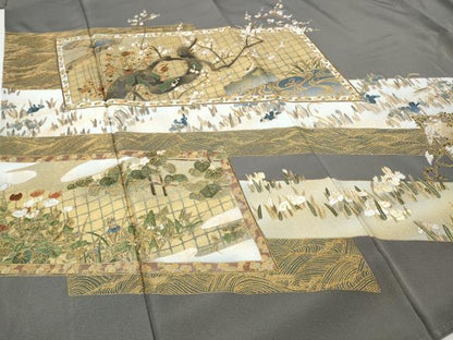 平和屋着物●豪華色留袖　刺繍　屏風草花文　金彩　ますいわ屋扱い　正絹　逸品　CABI9919ut