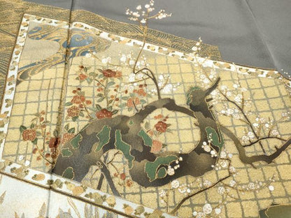 平和屋着物●豪華色留袖　刺繍　屏風草花文　金彩　ますいわ屋扱い　正絹　逸品　CABI9919ut