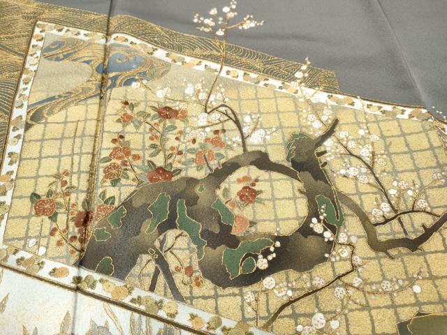 平和屋着物●豪華色留袖　刺繍　屏風草花文　金彩　ますいわ屋扱い　正絹　逸品　CABI9919ut