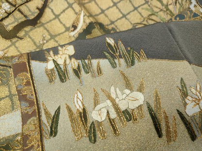平和屋着物●豪華色留袖　刺繍　屏風草花文　金彩　ますいわ屋扱い　正絹　逸品　CABI9919ut