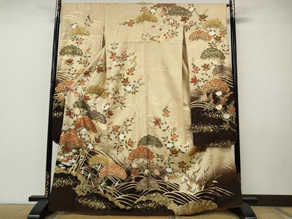 平和屋着物●豪華振袖　草花文　暈し染め　金彩　正絹　逸品　CABI9922ut