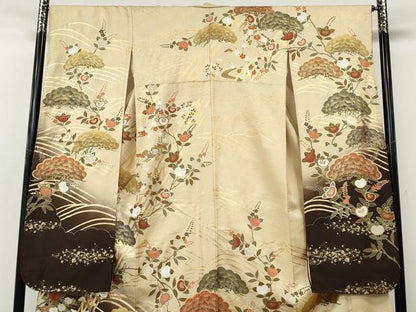 平和屋着物●豪華振袖　草花文　暈し染め　金彩　正絹　逸品　CABI9922ut