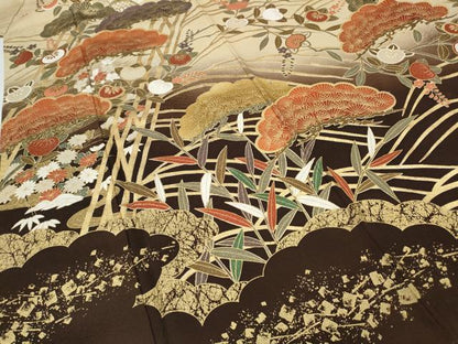平和屋着物●豪華振袖　草花文　暈し染め　金彩　正絹　逸品　CABI9922ut