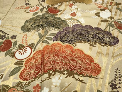 平和屋着物●豪華振袖　草花文　暈し染め　金彩　正絹　逸品　CABI9922ut