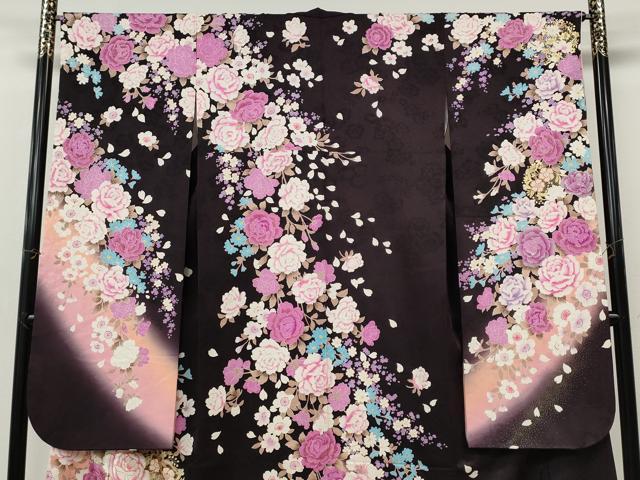 平和屋着物●豪華振袖　刺繍　ラインストーン　舞花文　暈し染め　金銀彩　正絹　逸品　CABI9923ut