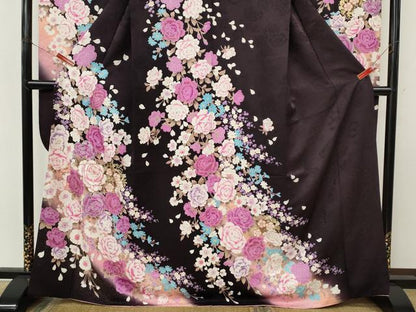 平和屋着物●豪華振袖　刺繍　ラインストーン　舞花文　暈し染め　金銀彩　正絹　逸品　CABI9923ut