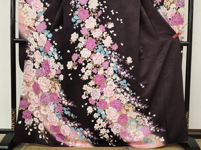 平和屋着物●豪華振袖　刺繍　ラインストーン　舞花文　暈し染め　金銀彩　正絹　逸品　CABI9923ut