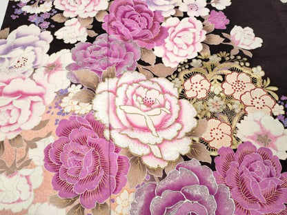 平和屋着物●豪華振袖　刺繍　ラインストーン　舞花文　暈し染め　金銀彩　正絹　逸品　CABI9923ut