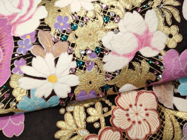 平和屋着物●豪華振袖　刺繍　ラインストーン　舞花文　暈し染め　金銀彩　正絹　逸品　CABI9923ut