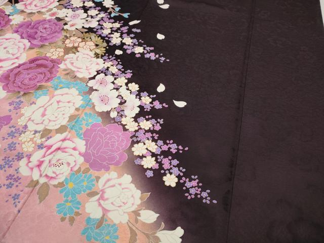 平和屋着物●豪華振袖　刺繍　ラインストーン　舞花文　暈し染め　金銀彩　正絹　逸品　CABI9923ut