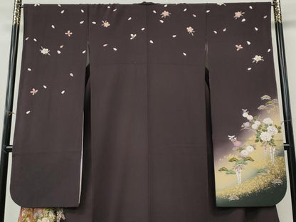 平和屋着物●豪華振袖　刺繍　几帳草花文　暈し染め　金彩　正絹　逸品　CABI9926ut