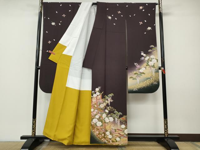 平和屋着物●豪華振袖　刺繍　几帳草花文　暈し染め　金彩　正絹　逸品　CABI9926ut