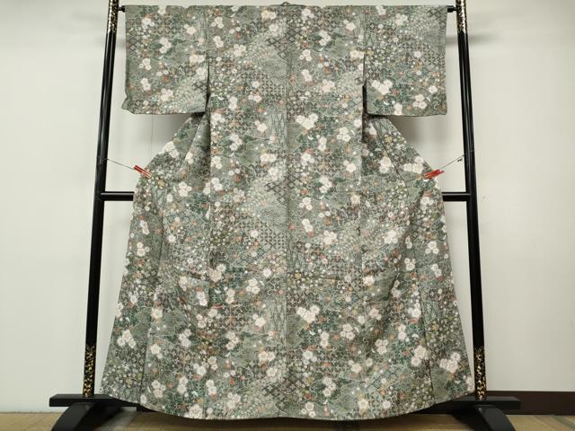平和屋着物●上質な小紋　辻が花　絞り　金彩　正絹　逸品　CABI9929ut