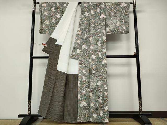 平和屋着物●上質な小紋　辻が花　絞り　金彩　正絹　逸品　CABI9929ut