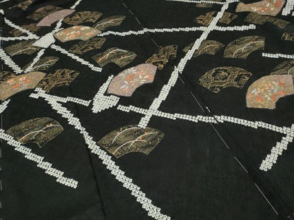 平和屋着物●訪問着　絞り　刺繍　地紙草花文　金彩　仮絵羽　正絹　逸品　未使用　CABI9932ut