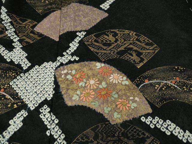 平和屋着物●訪問着　絞り　刺繍　地紙草花文　金彩　仮絵羽　正絹　逸品　未使用　CABI9932ut