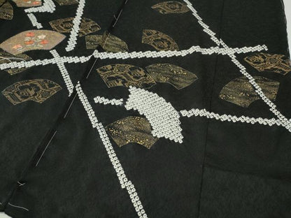 平和屋着物●訪問着　絞り　刺繍　地紙草花文　金彩　仮絵羽　正絹　逸品　未使用　CABI9932ut