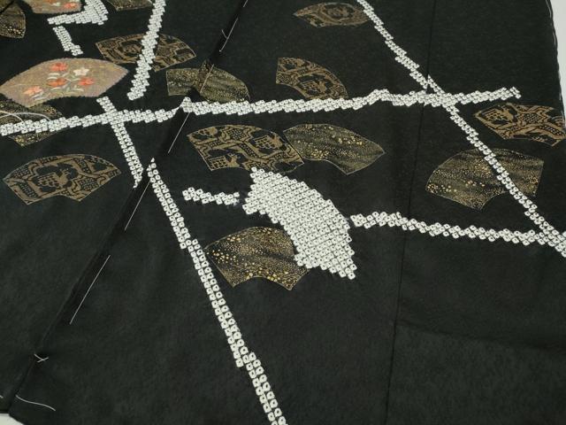 平和屋着物●訪問着　絞り　刺繍　地紙草花文　金彩　仮絵羽　正絹　逸品　未使用　CABI9932ut
