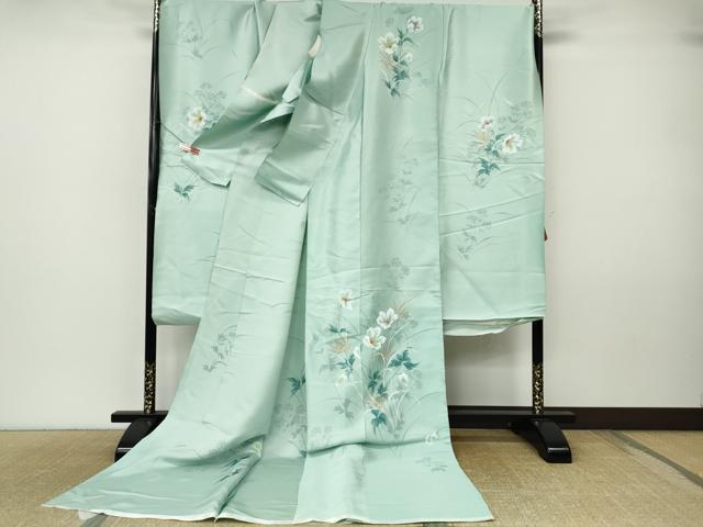 平和屋着物●お引きずり・お引き摺り・引き振袖　手描き　枝花文　仮絵羽　逸品　未使用　CABI9933ut