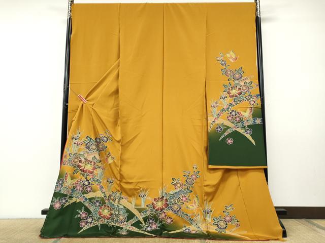 平和屋着物●豪華振袖　紅型　風景花蝶文　暈し染め　仮絵羽　逸品　未使用　CABI9935ut
