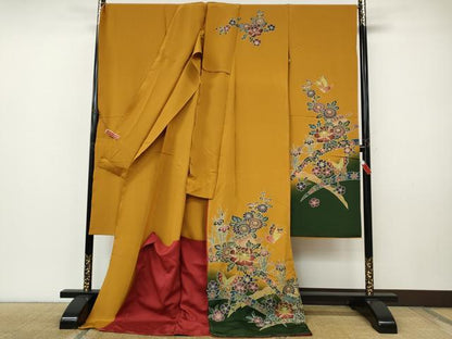 平和屋着物●豪華振袖　紅型　風景花蝶文　暈し染め　仮絵羽　逸品　未使用　CABI9935ut