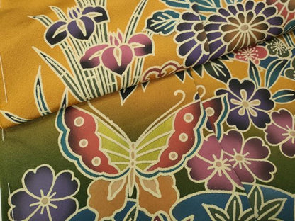 平和屋着物●豪華振袖　紅型　風景花蝶文　暈し染め　仮絵羽　逸品　未使用　CABI9935ut