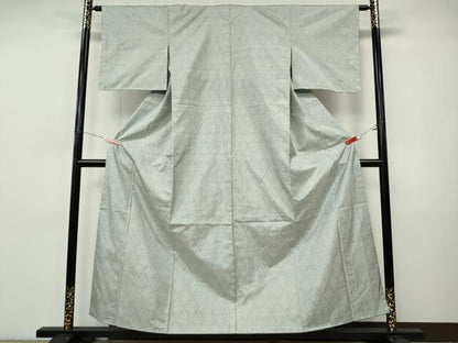 平和屋着物●本場大島紬　白大島　七宝文　正絹　逸品　未使用　CABI9936ut