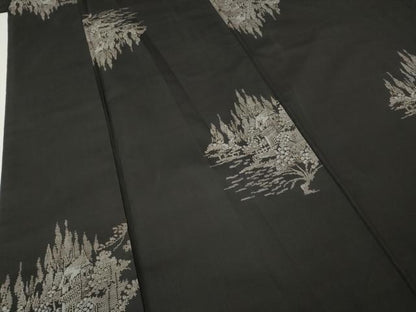 平和屋着物●本場大島紬　9マルキ　地空き　風景草花文　正絹　逸品　CABI9941ut