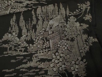 平和屋着物●本場大島紬　9マルキ　地空き　風景草花文　正絹　逸品　CABI9941ut