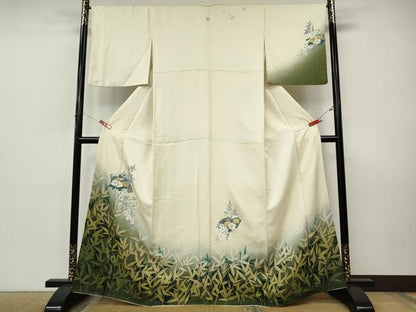 平和屋着物●訪問着　地紙花文　シルエット　暈し染め　金彩　正絹　逸品　CABI9943ut